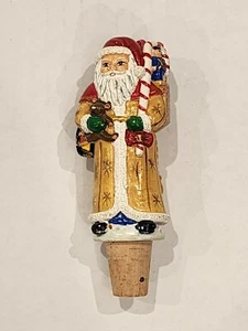 Vintage Santa Claus Holiday Christmas Wine Bottle Cork Stopper - Picture 1 of 11
