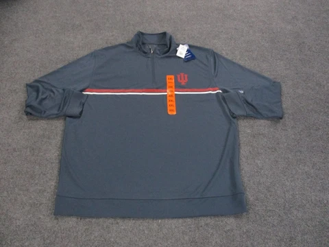 Indiana Hoosier Jacket Adult 2XL Blue 1/4 Zip Logo Football Champion Mens NEW Cover