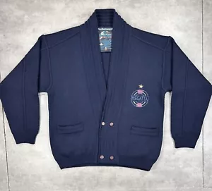 vtg 80s CBC wool blend knit cardigan S blue sailing yachting made in Italy lux - Picture 1 of 17