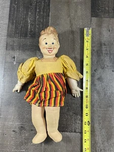Unica Composition Cloth War Liberation Belgium Girl Doll Yellow Vintage 1940s - Picture 1 of 11