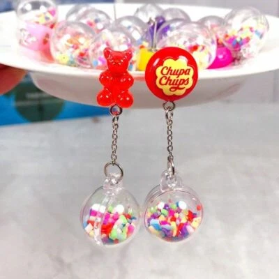 Pendientes Oso Gomoso Multicolor Resina Caramelo con Bola Pendientes Joyería de Moda Foto 1 de 4