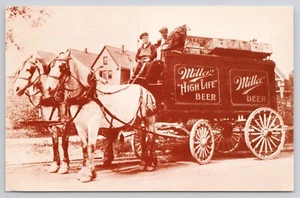 Postal Miller Brewing Company High Life anuncio de cerveza caballo y vagón de colección - Imagen 1 de 2
