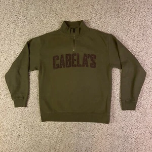 Maglione Cabelas uomo verde medio spell out quarto zip pullover manica lunga - Foto 1 di 10