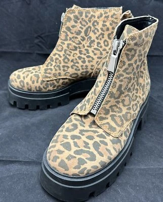 GB Gianni Bini All-Star Estampado de Leopardo Gamuza Suela Plataforma Botines EE. UU. Talla 8,5 M Foto 1 de 4