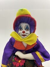Vntg Ganz Clown Figurine Collection Item#ED4153 Purple Hair Purple Black Floral