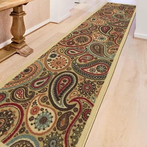Ottohome Collection Non-Slip Rubberback Paisley Design 3x10 Indoor Runner Rug... - Picture 1 of 12