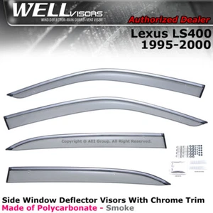 WELLvisors Window Visors For Lexus LS400 95-00 Clip on Deflectors Rain Guards - Foto 1 di 11