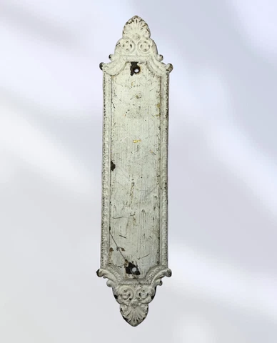 13.5” Antique Art Nouveau Cast Iron Victorian Door Push Plate c Cover