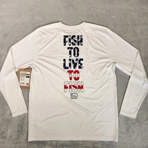 Fintech Shirt Mens White Rash Guard Fishing UV Sun Defender Quick Dry UPF 50 NWT - Picture 1 of 9