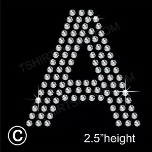 Letter A to Z Rhinestone/Diamanté Transfer Hotfix Iron on Motif Arial Font - Picture 1 of 57