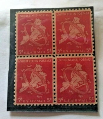 Scott's E38 $0.05 Airmail 1948 Plate Block NYC Golden Anniversary Near Mint Set - Image 1 of 4