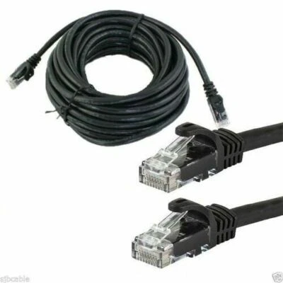 50ft 50Feet Cat6 Patch Cord Cable Ethernet Internet Network LAN RJ45 UTP Black  - Image 1 of 2