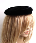 Vintage 50s Black Velvet Velour Panel Beret Top Hat Union Made USA