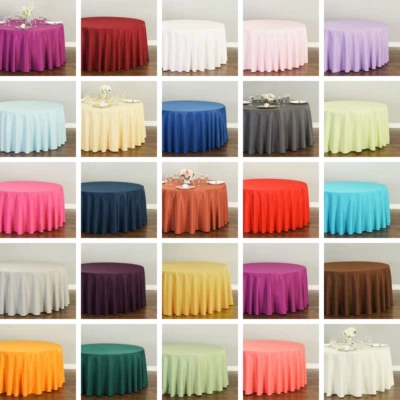 1 or 10 pcs LinenTablecloth 108 in. Round Polyester Tablecloth Party Wedding - Image 1 of 4