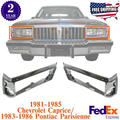 Borde de bisel de faros cromado para Chevy Caprice 1981-85 / Pontiac Parisienne 83-86 Foto 1 de 4