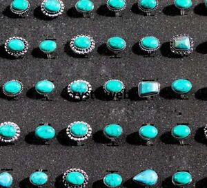Wholesale Turquoise Crystal Rings Silver Overlay Handmade Ring Handmade Ring Lot