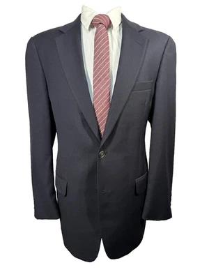 BILL BLASS Mens Navy Blue Wool Classic Fit 2-Button Sport Coat Blazer Jacket 40L - Image 1 of 4