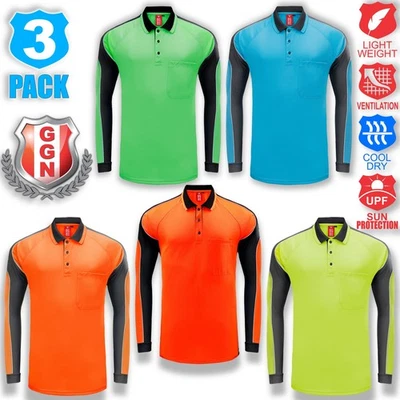 3x Work Polo Shirts Hi Vis Workwear CLUB GYM TEAM TRADIES OFFICE UNIFORM Pockets - image 1 of 4