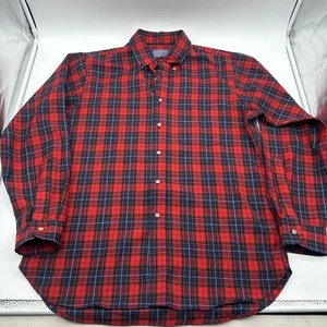 Vintage Pendleton 100% Virgin Wool Shirt L Red Plaid Buttoned Made In Usa - Picture 1 of 15