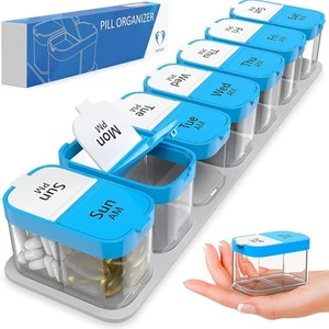 Extra Large Weekly Pill Organizer - XL Daily Pill Box - 7 Day Am Pm Pill Case... - Picture 1 of 6