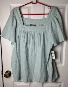 Top para mujer Style & Co. de gasa de algodón cuello cuadrado gris puerto talla XXL - Imagen 1 de 11