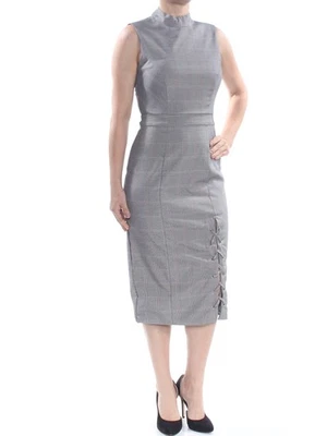 Vestido midi XOXO para mujer negro cuello falso a cuadros con cordones sin mangas talla: S Foto 1 de 4