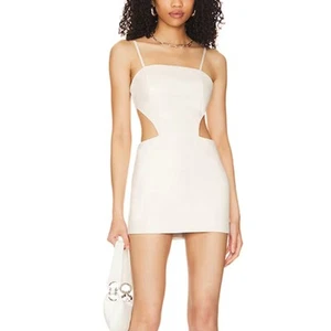 Superdown Faux Leather Mini Slip Dress XS Cut Out Waist Bodycon Revolve $84 NEW - Picture 1 of 7
