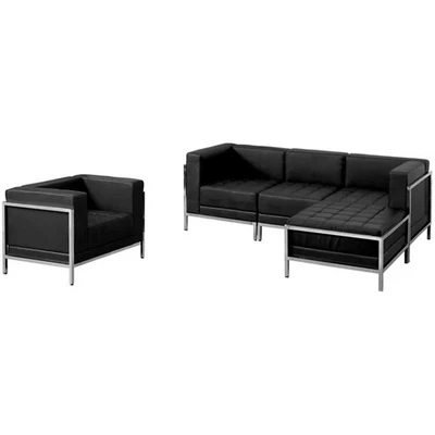 Flash Furniture Hercules Imagination 5 peças conjunto seccional de couro preto - Imagem 1 de 4