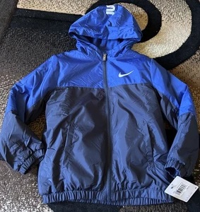 Nike Boy's Size 6 Fleece Lined Water Repellent Jacket Blue Navy 86K992 NWT - Picture 1 of 13