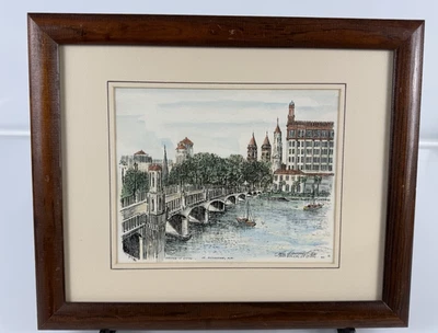 John Gonzalez Otero "PUENTE DE LEONES" San Agustín FL Firmado 8x10 Impresión ¡ENMARCADO! Foto 1 de 4