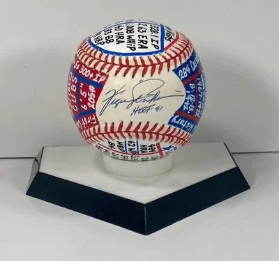 Fergie Jenkins Signed ONL Baseball, VCBC SuperStats, Hand Painted JSA, HOF Cubs - Image 1 of 4