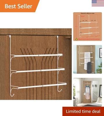 Прочный белый наддверной стеллаж для полотенец с крючками - идеально подходит для занятых домохозяйств - Изображение 1 из 4