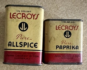 Vintage Spice Tins Lecroy's Pure Allspice And Paprika - Picture 1 of 6