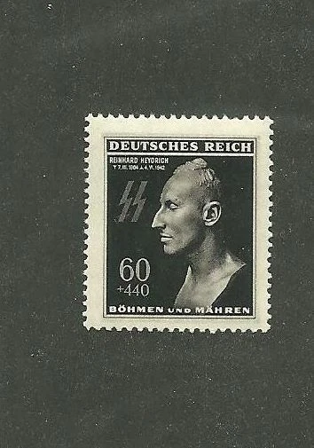 Sello MNH 1943 SC B20 / Sello máscara de la muerte Reinhard Heydrich / Tercer Reich Segunda Guerra Mundial Foto 1 de 1