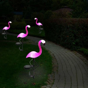 US Ship! Solar Powered Pink Flamingo Ornament Garden Outdoor Light Lawn Lamp - Picture 1 of 11