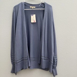 ANTHROPOLOGIE Peyton Primrose Womens Light Blue Open Cardigan Knit Sweater 2X - Picture 1 of 5