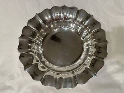 Tazón grande Wallace de plata esterlina con borde acanalado de 499 gramos 9 1/2", bolso vintage Foto 1 de 4