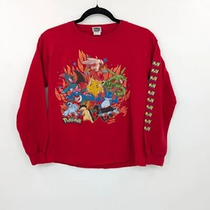 Vintage Pokemon T-Shirt Youth Size M Long Sleeve Pikachu 2004 Graphic Print Y2K - Picture 1 of 12