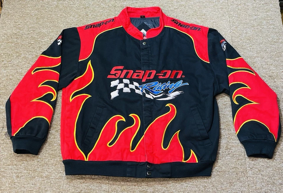 Jaqueta masculina Snap On Racing Flames grande vintage - Imagem 1 de 4