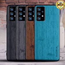 For Samsung S23 S22 Ultra S21 S20 FE S10 S9 Hybrid Wood Leather Phone Case Cover