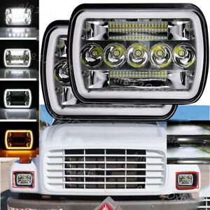 Pair 7x6 5x7 Inch DOT LED Headlights with DRL for GMC Safari C6500 C7500 Topkick
