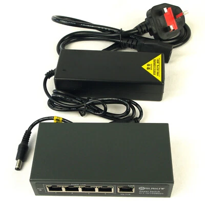 78watt 5 Port 4 PoE Switch 802.3af 802.3at Power Over Ethernet PSE14AT UK plug - Image 1 of 4