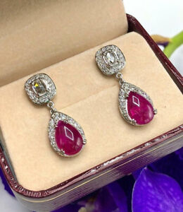 Gatsby Jazz Designer Queen Pink Lab Created Ruby Women's Wedding  Earrings