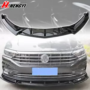 Parachoques delantero negro brillante Jetta 2019-2022 labio divisor alerón - Imagen 1 de 7