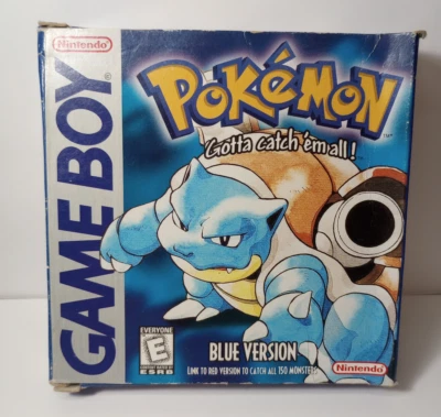 Pokemon Blue Version (Game Boy, 1998) 1st Print Red Text Error Box FREE SHIPPING - Image 1 of 4