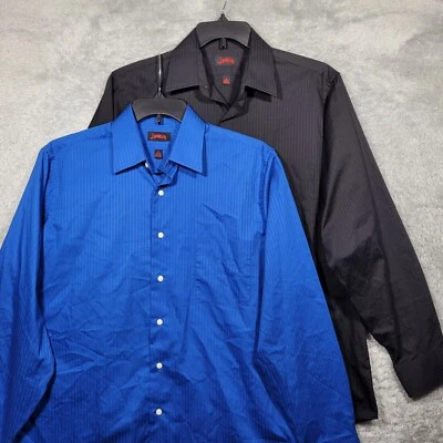 Lote de 2 Camisas J Garcia Para Hombre Grande 16 36/37 Abotonadas Rayas Azul Negro Foto 1 de 4