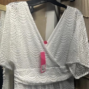 Lilly Pulitzer NWT Parigi Maxi Dress White Scalloped Shell Lace Size L - Picture 1 of 4