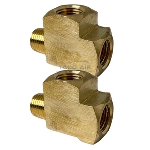 2 Pack 1/8" NPT Solid Brass Branch Tee Fitting 3 Way W/ 2 Female x 1 Male Thread - Picture 1 of 9