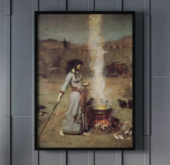 Witchcraft Art – The Magic Circle by Waterhouse – Gothic Canvas or Poster Print - Image 1 of 2