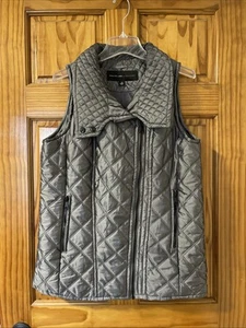 Marc New York Andrew Marc Womens M Gray Silver Quilted Puffer Vest Zip Up - Picture 1 of 12